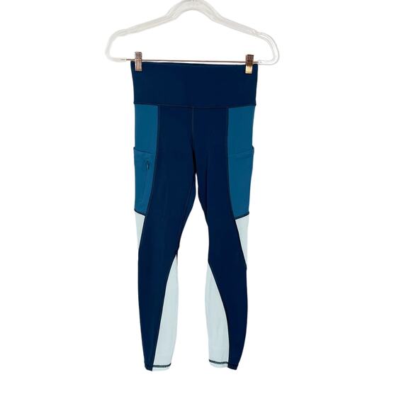 Athleta Up For Anything 7/8 Colorblock Leggings Blue Teal Mint XSmall XS Active - Picture 1 of 11